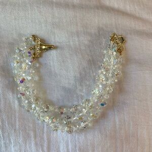 Aurora Borealis Crystals Multi‎ Strands Vintage Bracelet